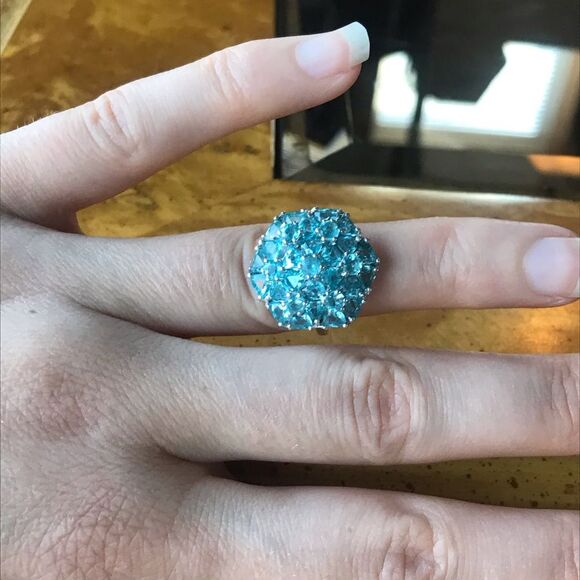 Natural Blue Apatite Sterling Silver Ring Size 5 - Picture 9 of 9